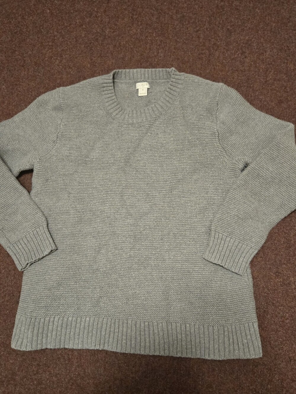 J.Crew Knit Crew Neck Sweater M Gray Cotton Nylon Merino Wool Long Sleeve